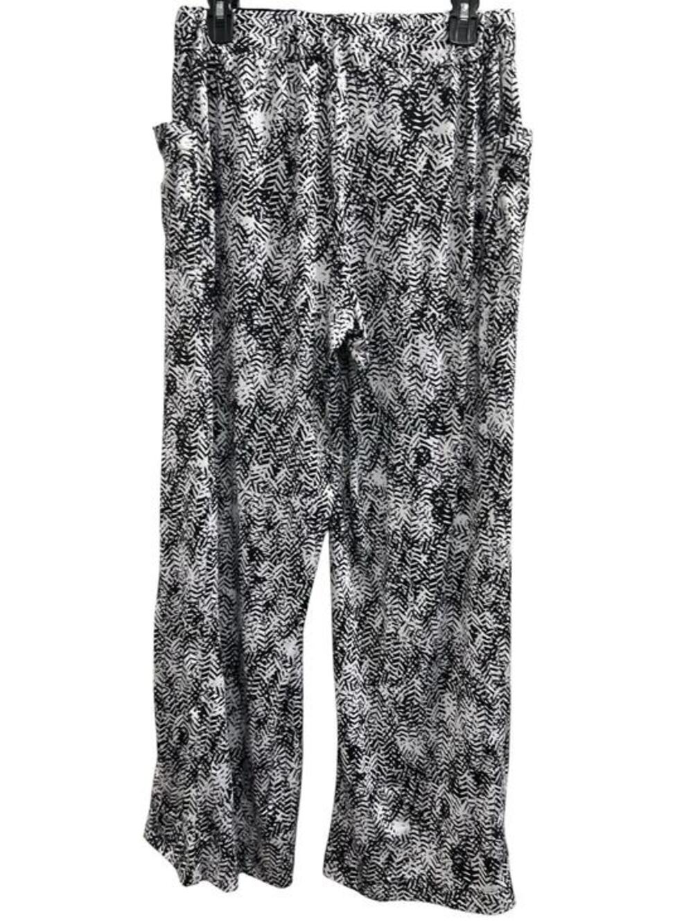 Robert Louis palazzo boho wrinkle free wide leg black pants pockets sz L